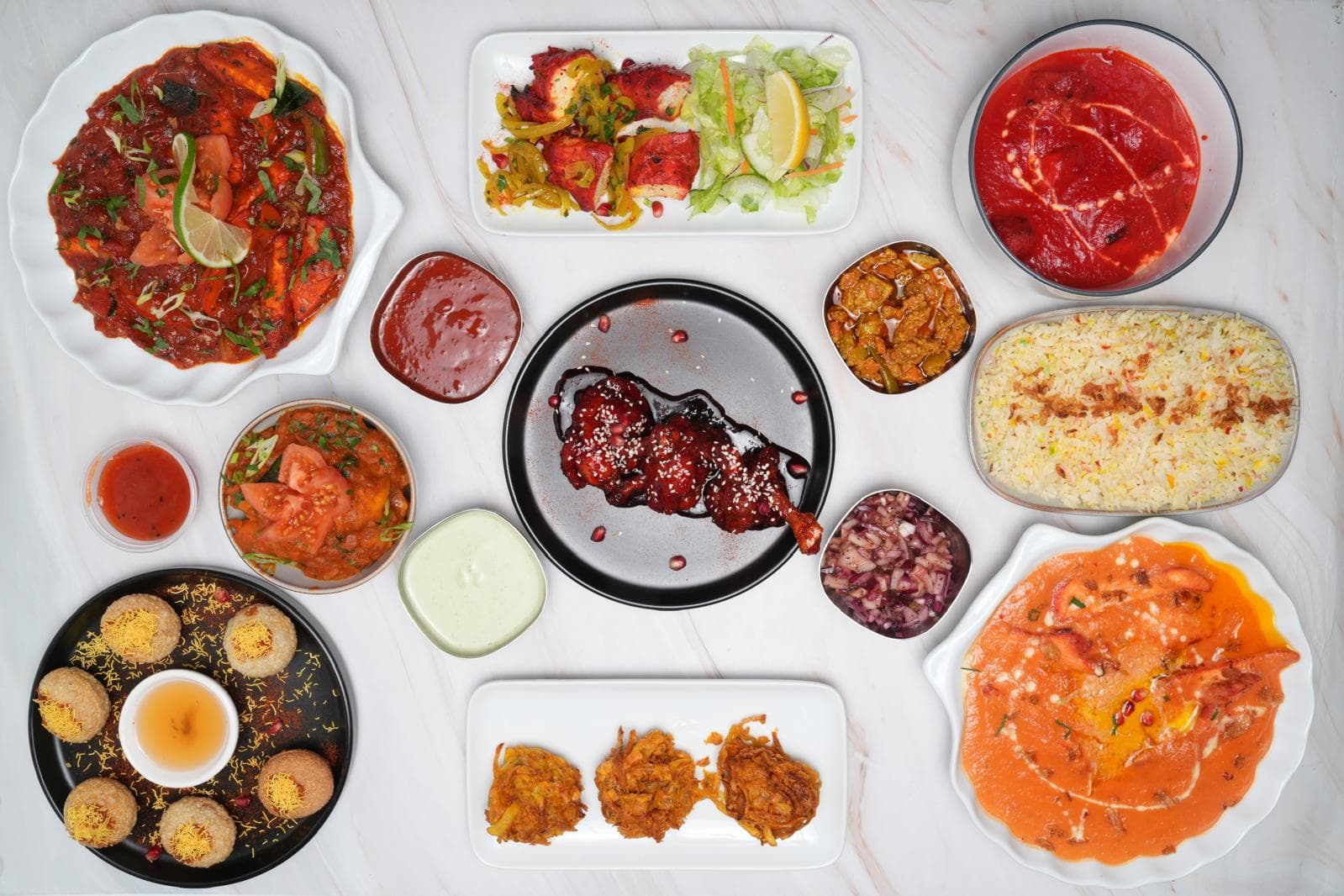 Bengal food spread from the restaurant kitchen